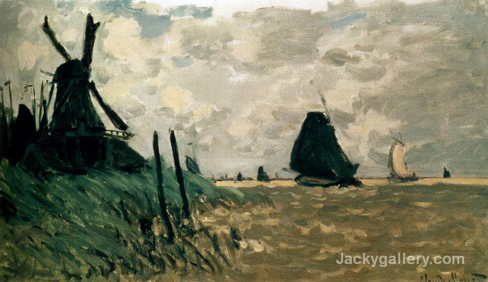A windmill near zaandam by Claude Monet paintings reproduction